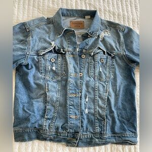 Levi’s Jean Jacket Men Small Trucker Destroyed Distressed Blue